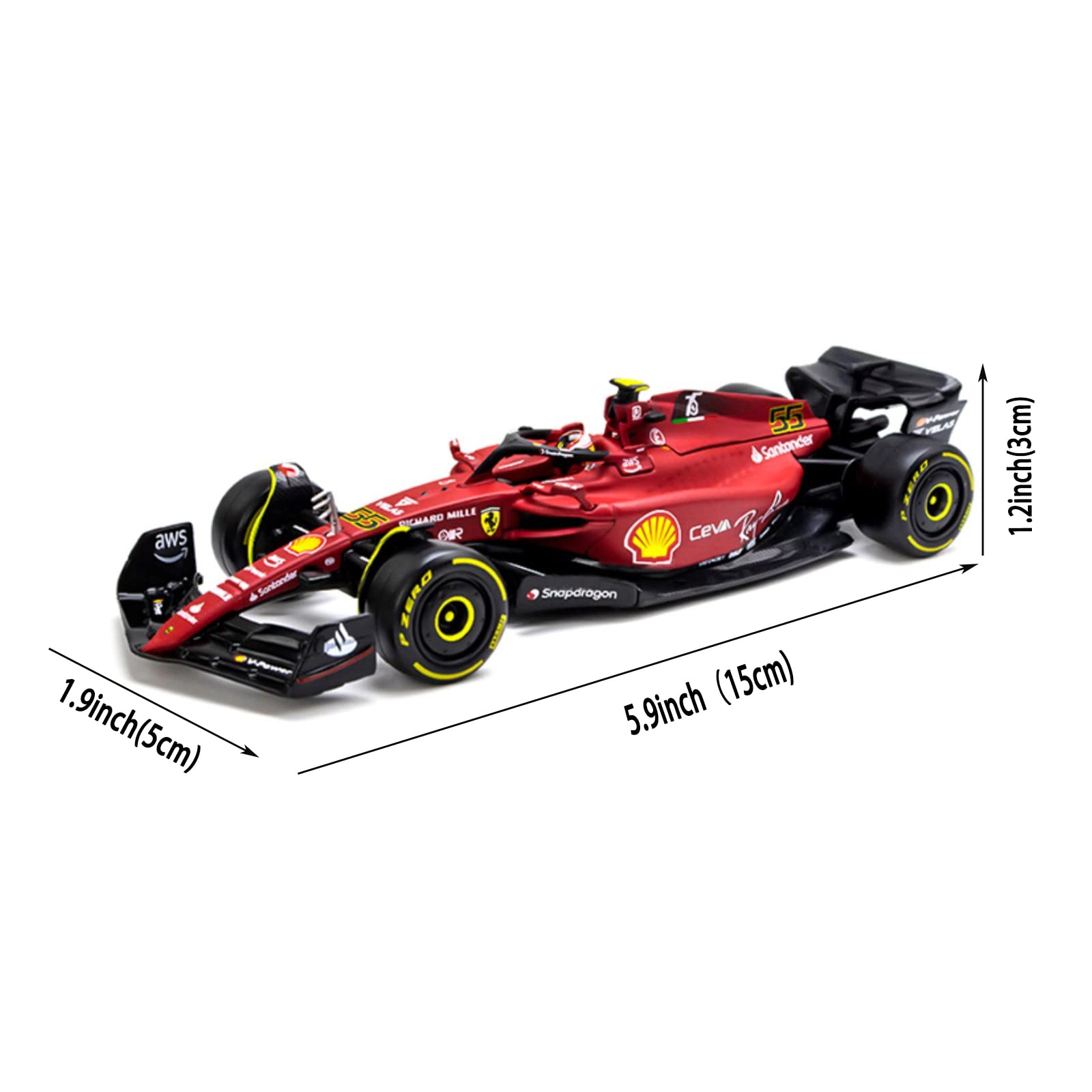 HTLNUZD Bburago 1:43 Latest 2022 F1-75#55 Carlos Sainz 1/43 Alloy Racing F1-75#55 Luxury Formula One Static Die Cast Vehicles Collectible Car Model Collection Gifts (Hardcover F1-75#55)