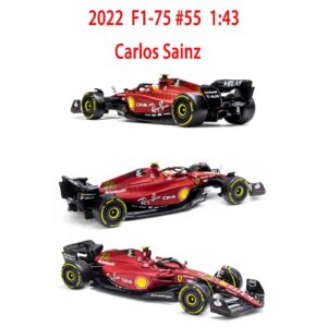 HTLNUZD Bburago 1:43 Latest 2022 F1-75#55 Carlos Sainz 1/43 Alloy Racing F1-75#55 Luxury Formula One Static Die Cast Vehicles Collectible Car Model Collection Gifts (Hardcover F1-75#55)