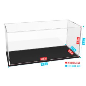 Choowin Acrylic Display Case for 1/15 Scale Diecast Car Model Car Thickened Clear Acrylic Display Box for Lego 42123 42151 92177 Countertop Display Case for Collectibles Dustproof Showcase(Black Base)