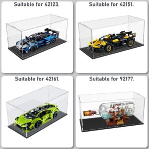 Choowin Acrylic Display Case for 1/15 Scale Diecast Car Model Car Thickened Clear Acrylic Display Box for Lego 42123 42151 92177 Countertop Display Case for Collectibles Dustproof Showcase(Black Base)