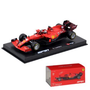 HTLNUZD 1:43 Bburago 2021 SF21 F1#16 Charles Leclerc 1/43 Static Simulation Diecast Alloy F1 Formula Collectible Toy Car Model (Hardcover SF21#16)