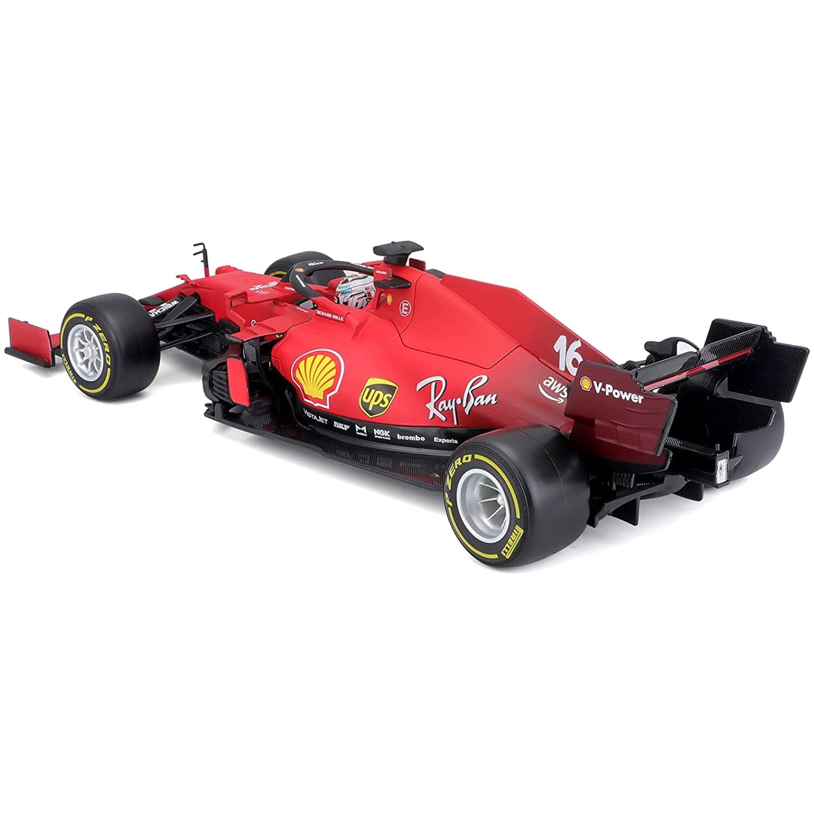 HTLNUZD 1:43 Bburago 2021 SF21 F1#16 Charles Leclerc 1/43 Static Simulation Diecast Alloy F1 Formula Collectible Toy Car Model (Hardcover SF21#16)