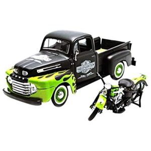 Maisto 1:24 Scale 1948 Ford F-1 Pickup and Harley Davidson 1948 FL Panhead Diecast Vehicles (Styles & Colors Vary)