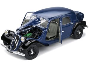 1937 citroen traction dark blue and black 1/18 diecast model car by solido s1800906