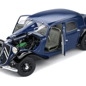 1937 Citroen Traction Dark Blue and Black 1/18 Diecast Model Car by Solido S1800906