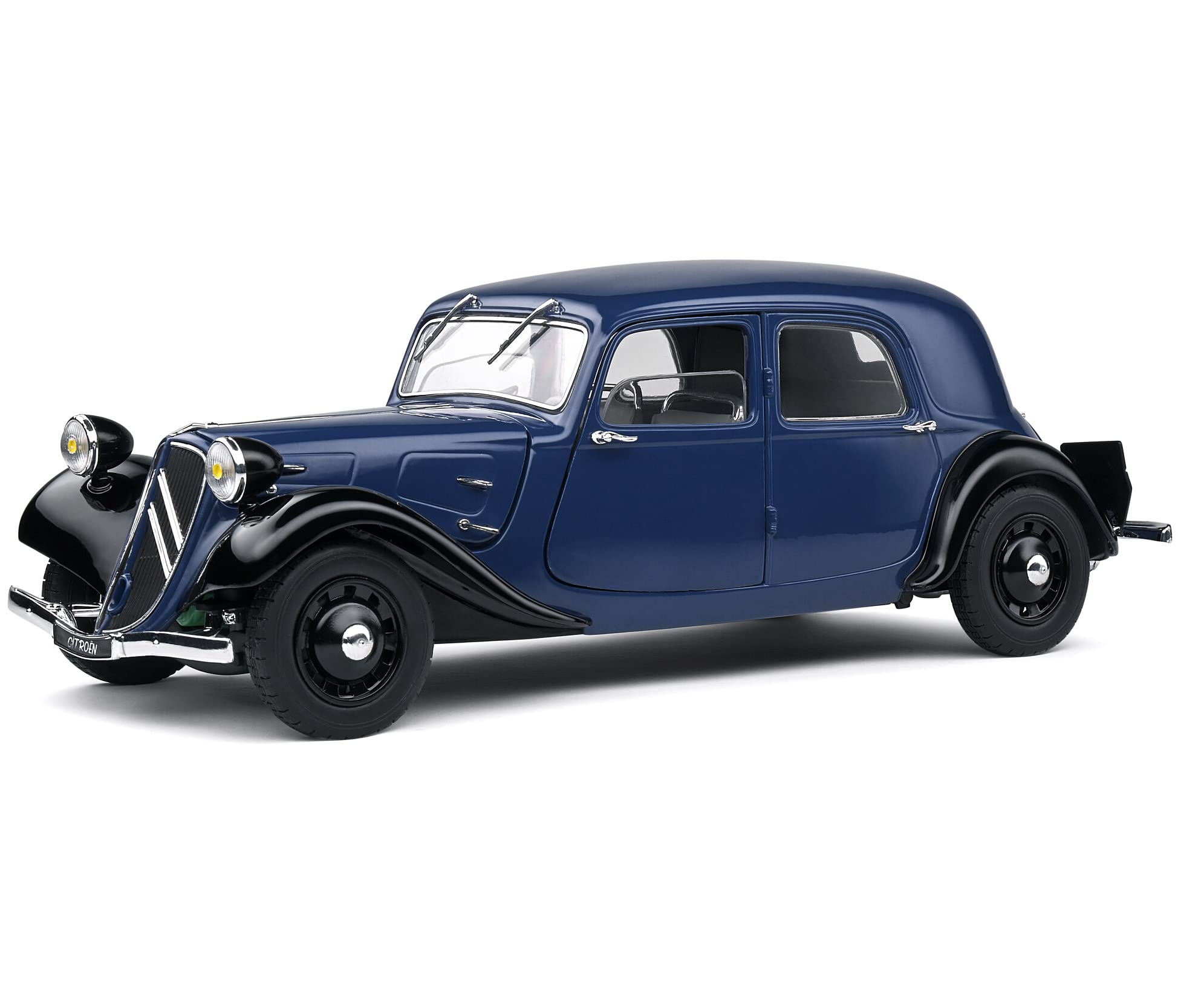 1937 Citroen Traction Dark Blue and Black 1/18 Diecast Model Car by Solido S1800906