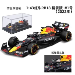 Bburago 1:43 New 2022 F1 Red Bull Racing RB18 1# Verstappen Special Paint Formula One Alloy Super Toy Car Model (RB18#1 W/Helmet)