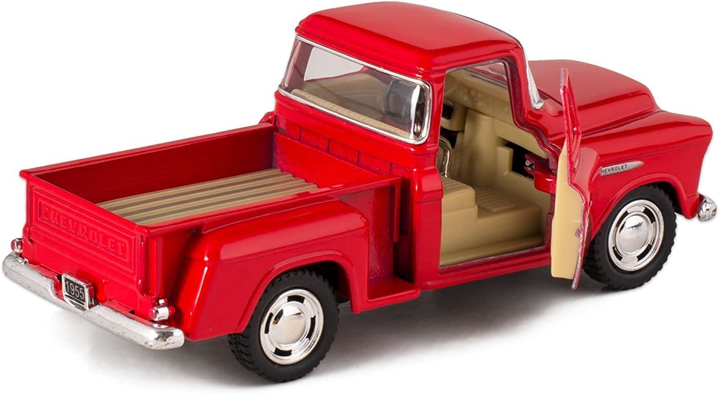 KiNSMART 1955 Chevy Stepside Pick-Up 1:32 Scale 5" Red Die Cast Metal Model Toy Truck