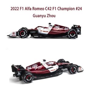 HTLNUZD Bburago 1:43 2022 F1Alfa C42 Champion #24 Guanyu Zhou 1/43 C42 #24 F1Romeo Racing Team Static Alloy Car Die Cast Model Collectible Gift (Hardcove F1 Alfa C42 #24)