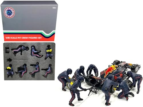 American Diorama Formula One F1 Pit Crew 7 Figurine Set Team Blue Release II for 1/18 Scale Models