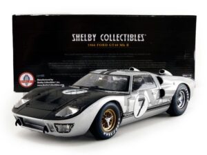 shelby collectibles sc404s 1966 ford gt-40 mk 2 silver no.7 1-18 diecast car model