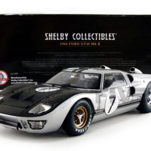 Shelby Collectibles SC404S 1966 Ford GT-40 MK 2 Silver No.7 1-18 Diecast Car Model