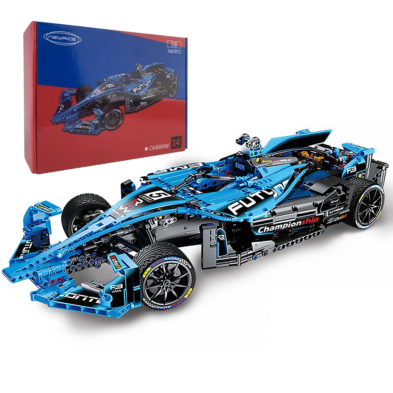 NEWRICE Formula 1 Racing Car Building Blocks Kit,MOC 1:8 Scale Model Car, Collectible Sports Car Toys,for 14+ Year Boys.Adult.New 2022(1667 Pieces)