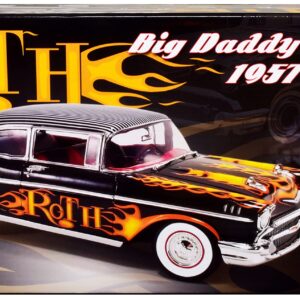 1957 Chevy Bel Air Black with Flames and Pinstripe Top Big Daddy Ed Roth LTD ED to 966 Pieces Worldwide 1/18 Diecast Model Car by Acme A1807014