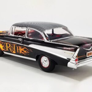 1957 Chevy Bel Air Black with Flames and Pinstripe Top Big Daddy Ed Roth LTD ED to 966 Pieces Worldwide 1/18 Diecast Model Car by Acme A1807014