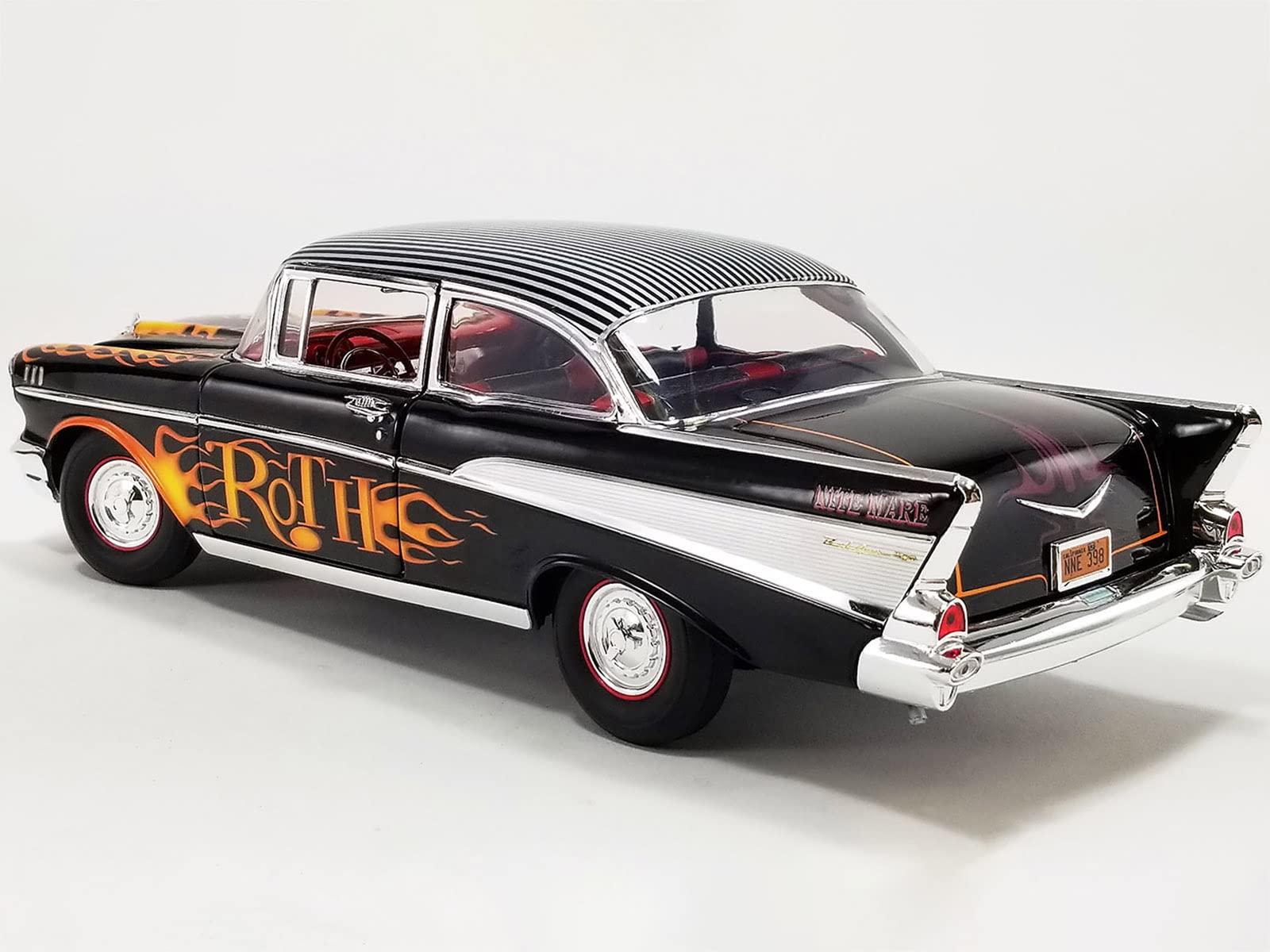 1957 Chevy Bel Air Black with Flames and Pinstripe Top Big Daddy Ed Roth LTD ED to 966 Pieces Worldwide 1/18 Diecast Model Car by Acme A1807014