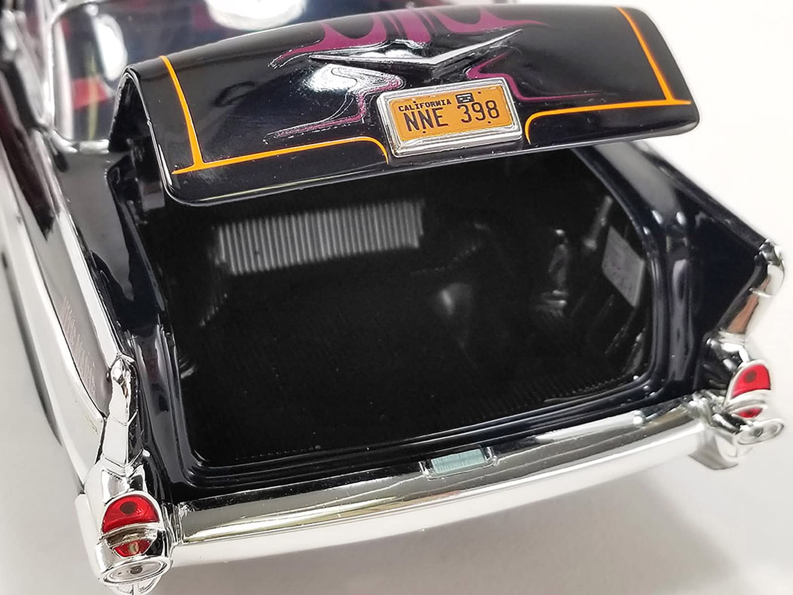 1957 Chevy Bel Air Black with Flames and Pinstripe Top Big Daddy Ed Roth LTD ED to 966 Pieces Worldwide 1/18 Diecast Model Car by Acme A1807014