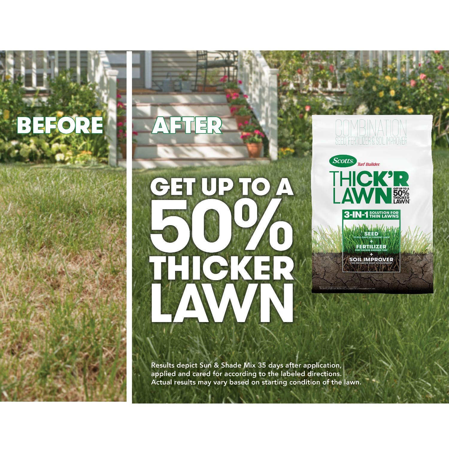 Scotts Turf Builder THICK'R LAWN Grass Seed, Fertilizer, and Soil Improver for Tall Fescue, 1,200 sq. ft., 12 lbs.