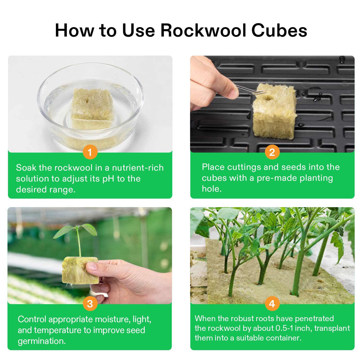 VIVOSUN 1.6" Rockwool Cubes, 28 Plugs Stonewool Starter Grow Cubes for Cuttings, Cloning, Plant Propagation, Seed Starting, Hydroponic Grow Media for Vigorous Plant Growth, 1 Sheets of 28 Plugs