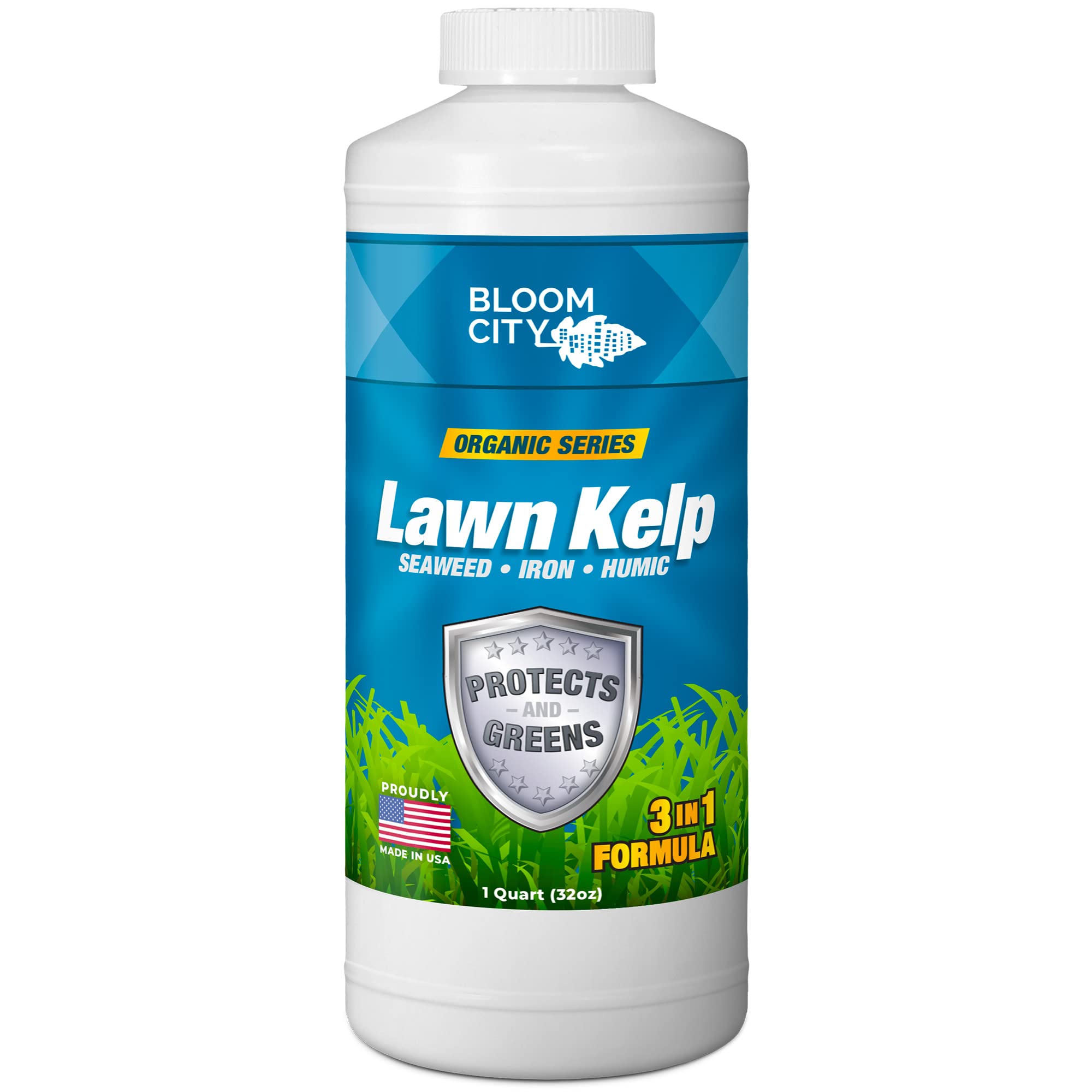 Lawn Kelp Fertilizer - Seaweed Fertilizer for Protecting & Greening Lawns (3 in 1 Formula) - Liquid Seaweed Fertilizer for Plants - Liquid Kelp Fertilizer - Organic Plant Fertilizer - Seaweed Extract