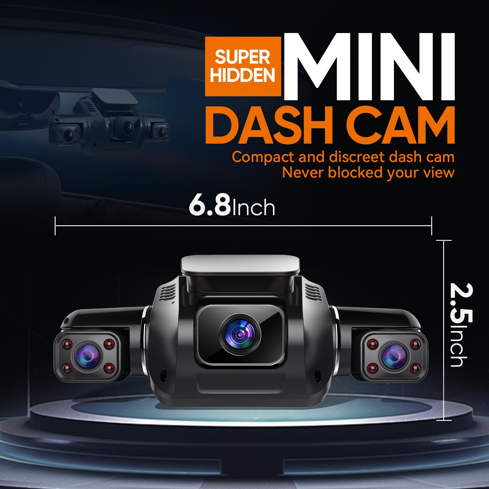 Hupejos 4K Dash Cam, 4 Channel Dash Camera 4K Front+1080P*2 Left Right, 2K Front +1080Px3, Built in GPS 5GHz WiFi, Voice Control, Super Night Vision, Free 128GB Card, 24 Hours Parking Mode,V80-4CH