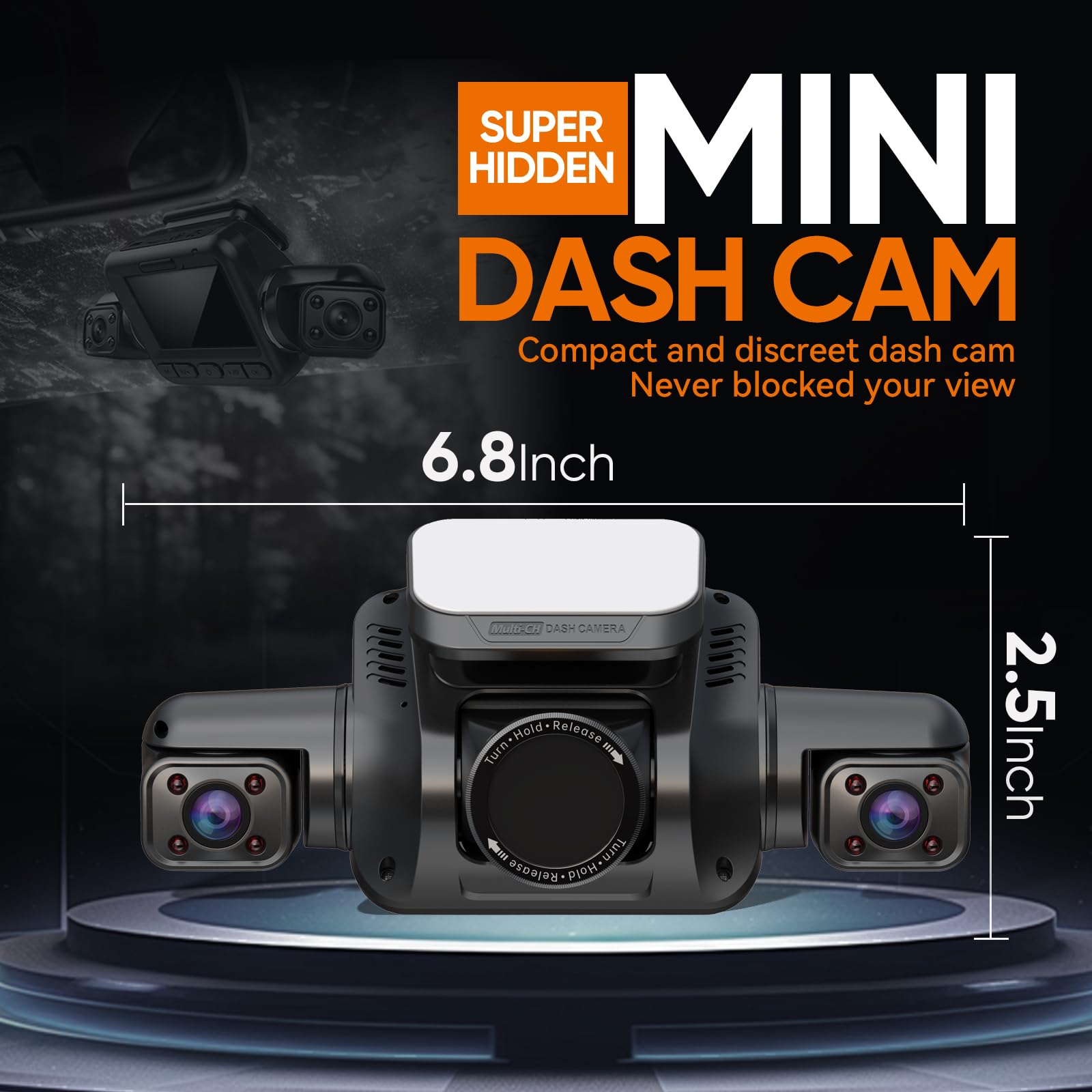 Hupejos 360° 4 Channel Dash Cam, 4K Front+1080P*2 Left Right, 3K Front +1080Px3, Built in GPS 5GHz WiFi, Voice Control, Super Night Vision, CPL Filter, Free 128GB Card, 24 Hours Parking Mode,V8-Plus