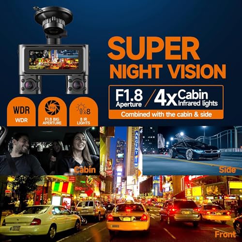 HUPEJOS V7 360° 4 Channel Dash Cam with Type-C Hardwire Kit with Radar Detection