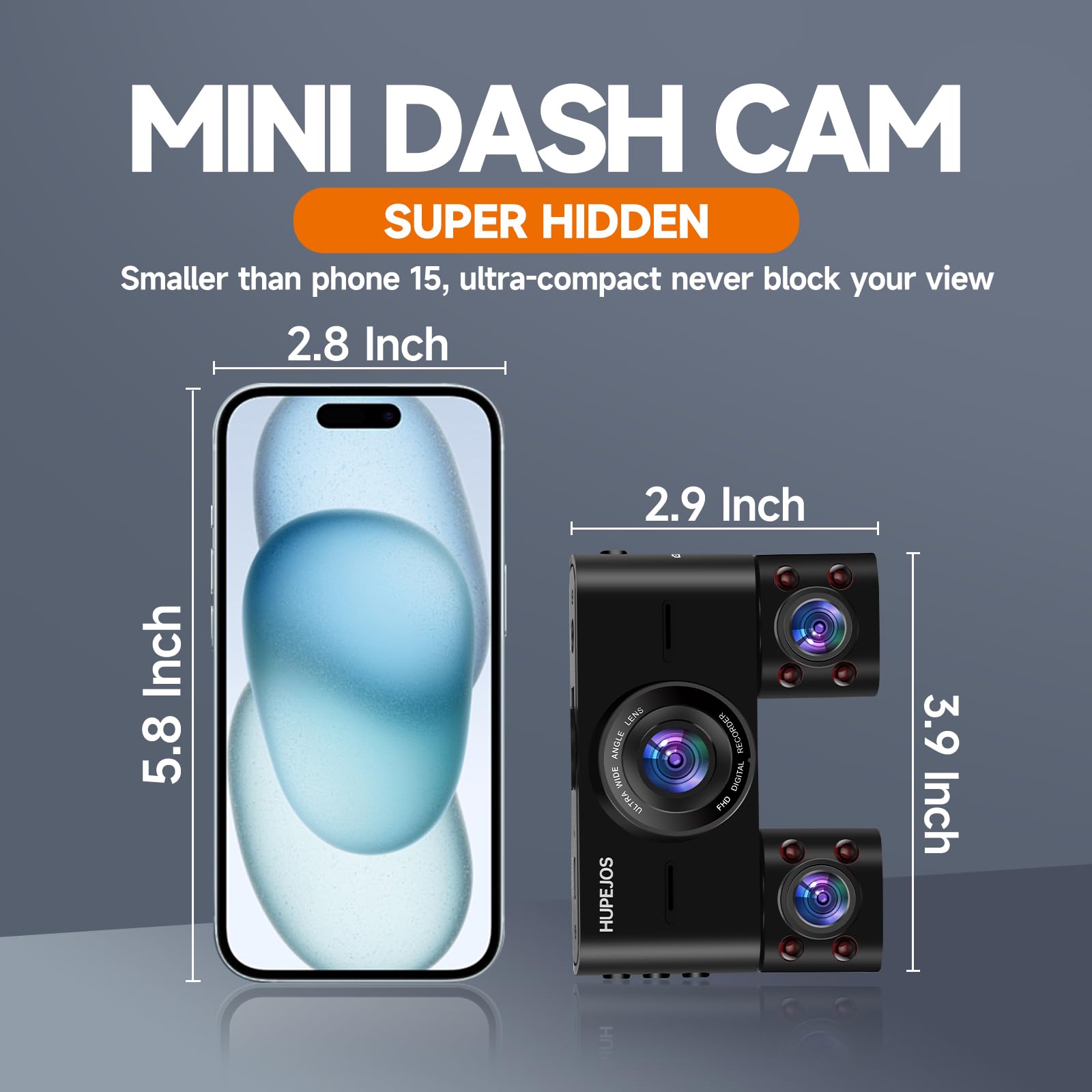 HUPEJOS V7 64G Dash Cam with CPL Filter Circular Polarizing Lens