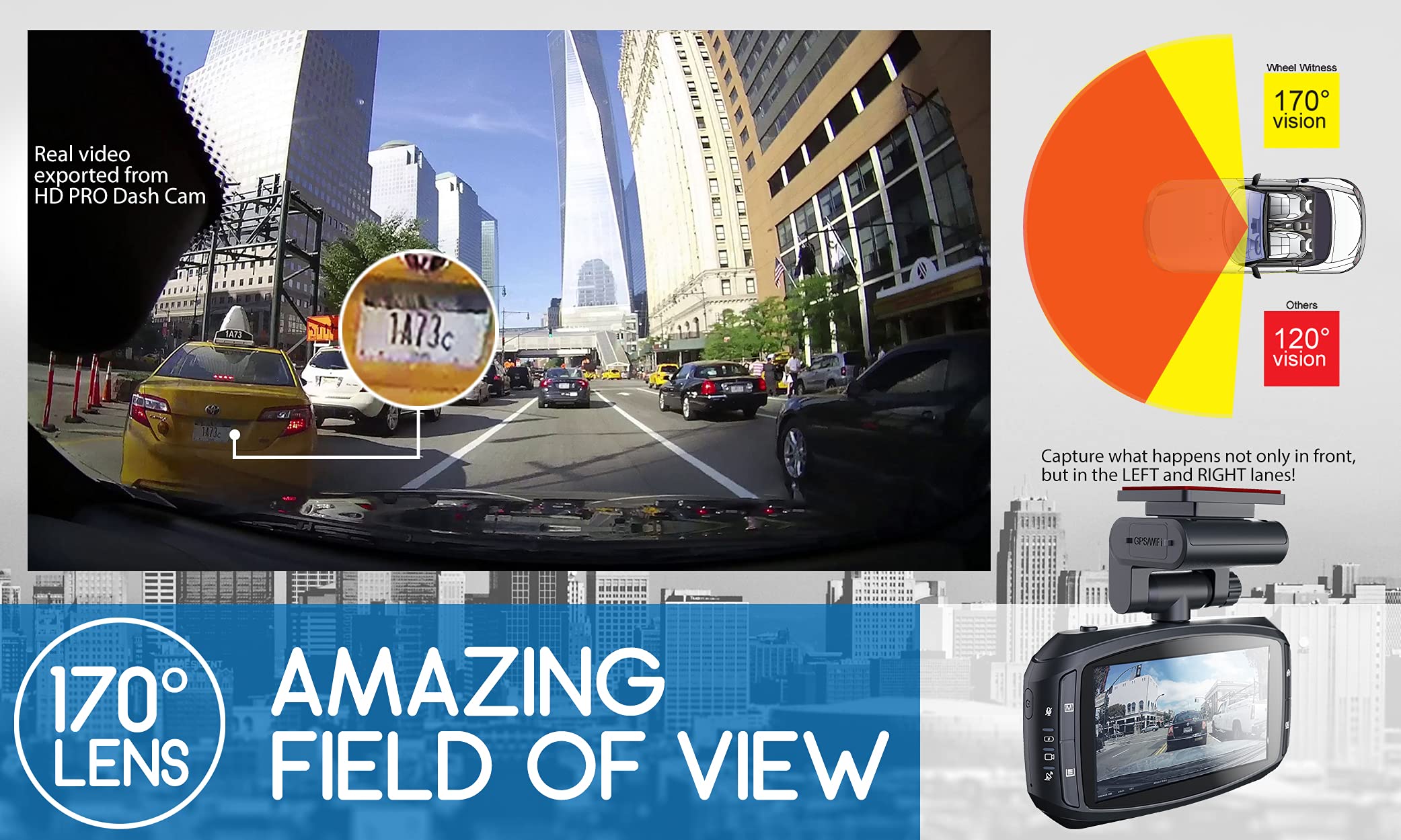 Dash Cam for Trucks and Uber Drivers - HD PRO MKII Super Wide Lens Captures More - iOS Android App - Nightvision - Sony Sensor & Capacitor by WheelWitness