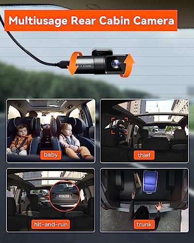 Vantrue N5 4 Channel WiFi 360° All Sides Dash Cam, STARVIS 2 IR Night Vision, 2.7K+1080P*3 Front Rear Inside Dashcam, Voice Control, GPS, 24 Hours Buffered Parking Mode Dash Camera, Support 512GB Max