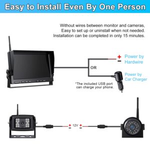 Fookoo HD 10" Wireless Backup Camera System, 1080P 10-inch Quad Split Monitor w/Recording, Waterproof Side & Rear View Cameras, 4 Channel, Digital Signal, Parking Lines for RV/Truck/Trailer (DW104)