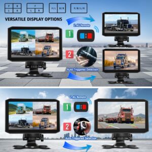 VSYSTO H7 4CH Truck Dash Camera 360 DVR Dash Cam Security Camera System Vehicle Backup Cameras 1080P Front Rear Side View 7.0'' Monitor w/GPS IR Night Vision for RV Semi Truck Trailer Tractor