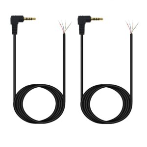 3.3 feet 2.5mm 4 pole stereo male plug to bare wire, stereo 2.5mm plug jack connector audio cable youcheng for headphone, microphone, cable repair(2-pack)