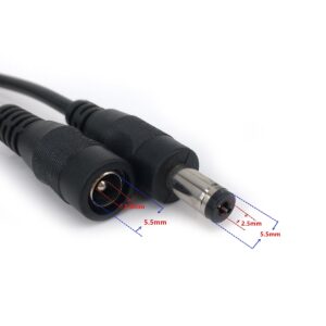 HUALAND 2pcs/Pack 5m/16.4ft Black 5.5mm x 2.5mm DC Plug Extension Cable DC Extension Cable Cord with Male to Female 2.5mm x 5.5mm Connectors DC Power 12V 5.5mm x 2.5mm Barrel Male Plug Connector