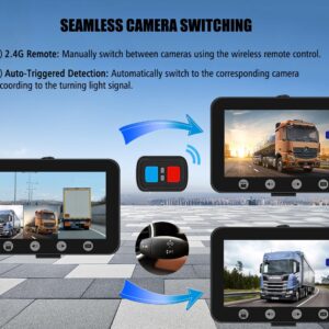 VSYSTO 3CH Truck Dash Camera DVR 4.5'' Monitor with WiFi GPS and Waterproof Backup Video Recorder- 1080P HD Front, Sides, and Rear View Security Infrared Night Vision Cameras for Truck RV Trailer Van