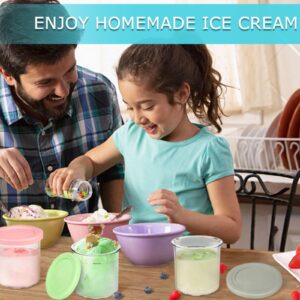 EVANEM 2/4/6PCS Creami Deluxe Pints, for Ninja Kitchen Creami,16 OZ Pint Ice Cream Containers Airtight and Leaf-Proof Compatible NC301 NC300 NC299AMZ Series Ice Cream Maker,Gray+Blue-2PCS