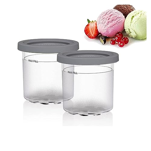 2/4/6PCS Creami Deluxe Pints , for Ninja Creami Deluxe Containers ,16 OZ Pint Frozen Dessert Containers Dishwasher Safe,Leak Proof Compatible with NC299AMZ,NC300s Series Ice Cream Makers ,Gray-6PCS