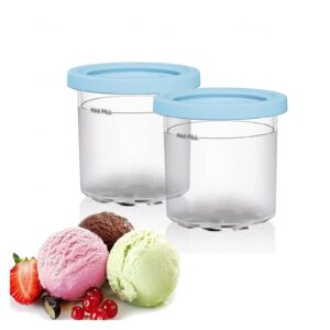 evanem 2/4/6pcs creami deluxe pints, for ninja creami ice cream maker,16 oz creami deluxe reusable,leaf-proof for nc301 nc300 nc299am series ice cream maker,blue-6pcs