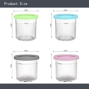 EVANEM 2/4/6PCS Creami Deluxe Pints, for Ninja Creami Deluxe,16 OZ Creami Containers Airtight,Reusable Compatible NC301 NC300 NC299AMZ Series Ice Cream Maker,Pink+Blue-4PCS