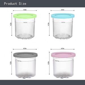 EVANEM 2/4/6PCS Creami Pints and Lids, for Ninja Creami,16 OZ Creami Deluxe Airtight and Leaf-Proof Compatible NC301 NC300 NC299AMZ Series Ice Cream Maker,Pink+Gray-6PCS