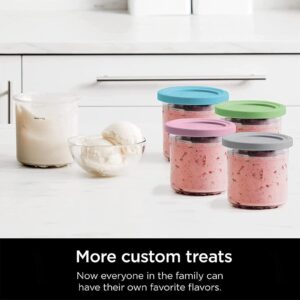 EVANEM 2/4/6PCS Creami Deluxe Pints, for Creami Ninja Ice Cream,16 OZ Pint Containers Airtight,Reusable Compatible NC301 NC300 NC299AMZ Series Ice Cream Maker,Gray-4PCS