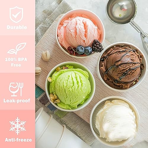 EVANEM 2/4/6PCS Creami Deluxe Pints, for Ninja Creami Pints Lids,16 OZ Ice Cream Containers Airtight,Reusable for NC301 NC300 NC299AM Series Ice Cream Maker,Pink+Green-4PCS