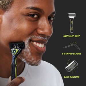 DORCO Pace 6 Sport System - Six Blade Razor System with Trimmer and Pivoting Head - 9 Pack (1 Handle + 9 Cartridges)