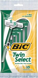 bic twin select, sensitive skin, disposable shaver for men, 10 count (pack of 1)