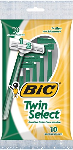 BIC Twin Select, Sensitive Skin, Disposable Shaver for Men, 10 Count (Pack of 1)