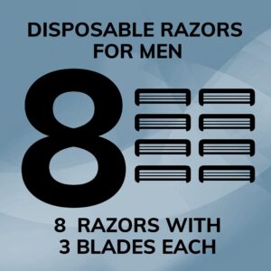 BIC Flex 3 Titanium Men’s Disposable Razors With 3 Blades, Ideal Razor For Face and Body Shaving, 8 Piece Razor Kit for Men