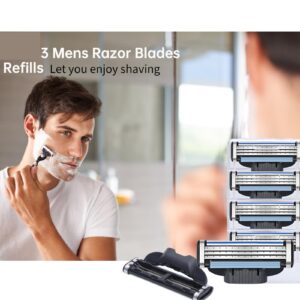 Razor Blades Refills, Mens Razor Blades, Turbo Razor Blades Refills, with Precision Cut Stainless Steel Blades, for Longer Hair Hard to Shave Spots (8Pcs)