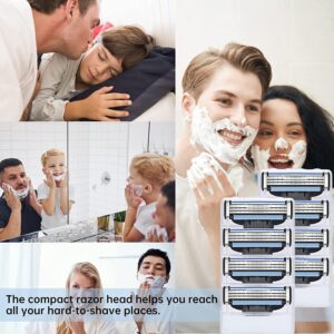 Razor Blades Refills, Mens Razor Blades, Turbo Razor Blades Refills, with Precision Cut Stainless Steel Blades, for Longer Hair Hard to Shave Spots (8Pcs)