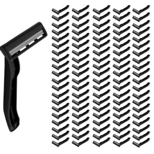 100 Box of Bullet Blades Black Razor Blades Disposable Stainless Steel Hospitality Quality Shavers High End Twin Blade Razors for Men and Women