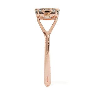 Leaf Shave | Leaf Razor, Rose Gold - All-Metal, Eco-Friendly Razor for Women & Men; Includes 10 Stainless Steel Single-Edge Razor Blades; Recommended for Head Shaving and Leg Shaving